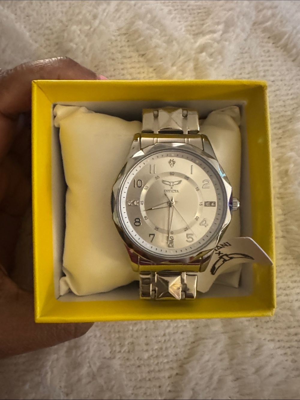 Invicta Men’s Silver Stainless Steel Bracelet Watch with White Dial